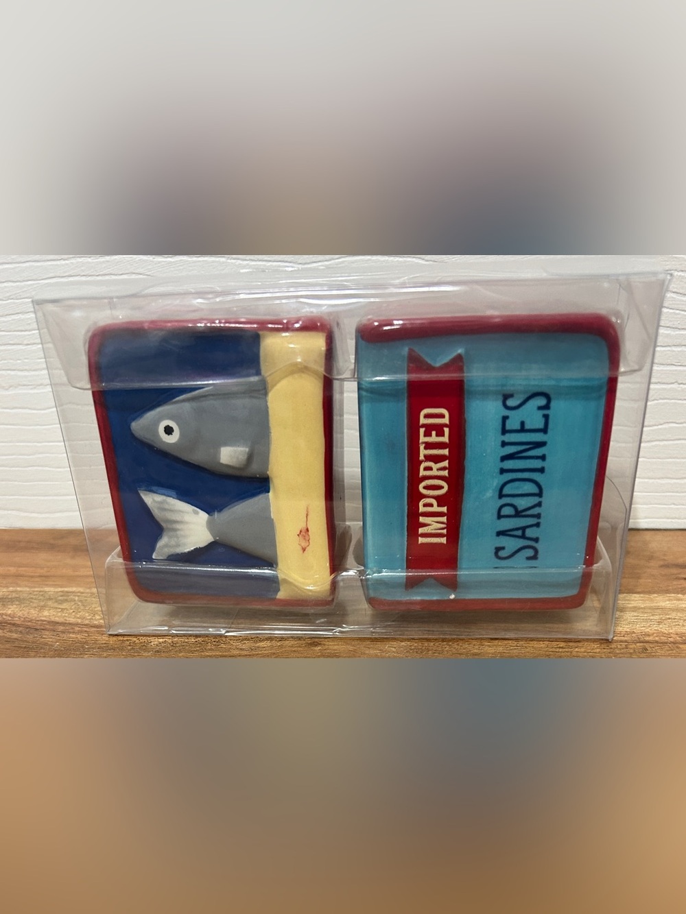 Canned Sardines Ceramic Salt & Pepper Shakers Hobby Lobby NEW